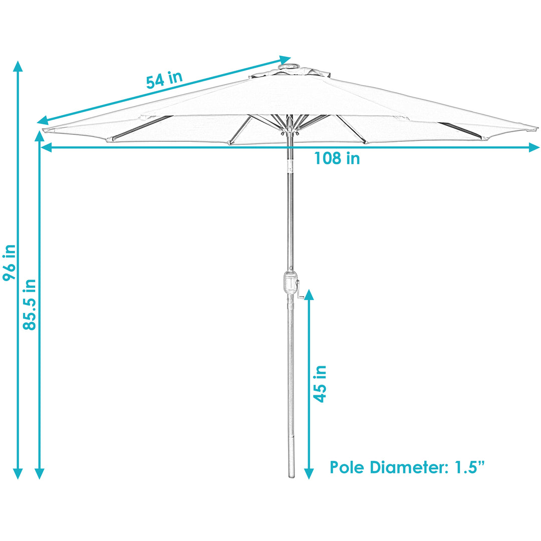 Sunnydaze 9 ft Solar Aluminum Patio Umbrella with Tilt and Crank - Beige Image 3