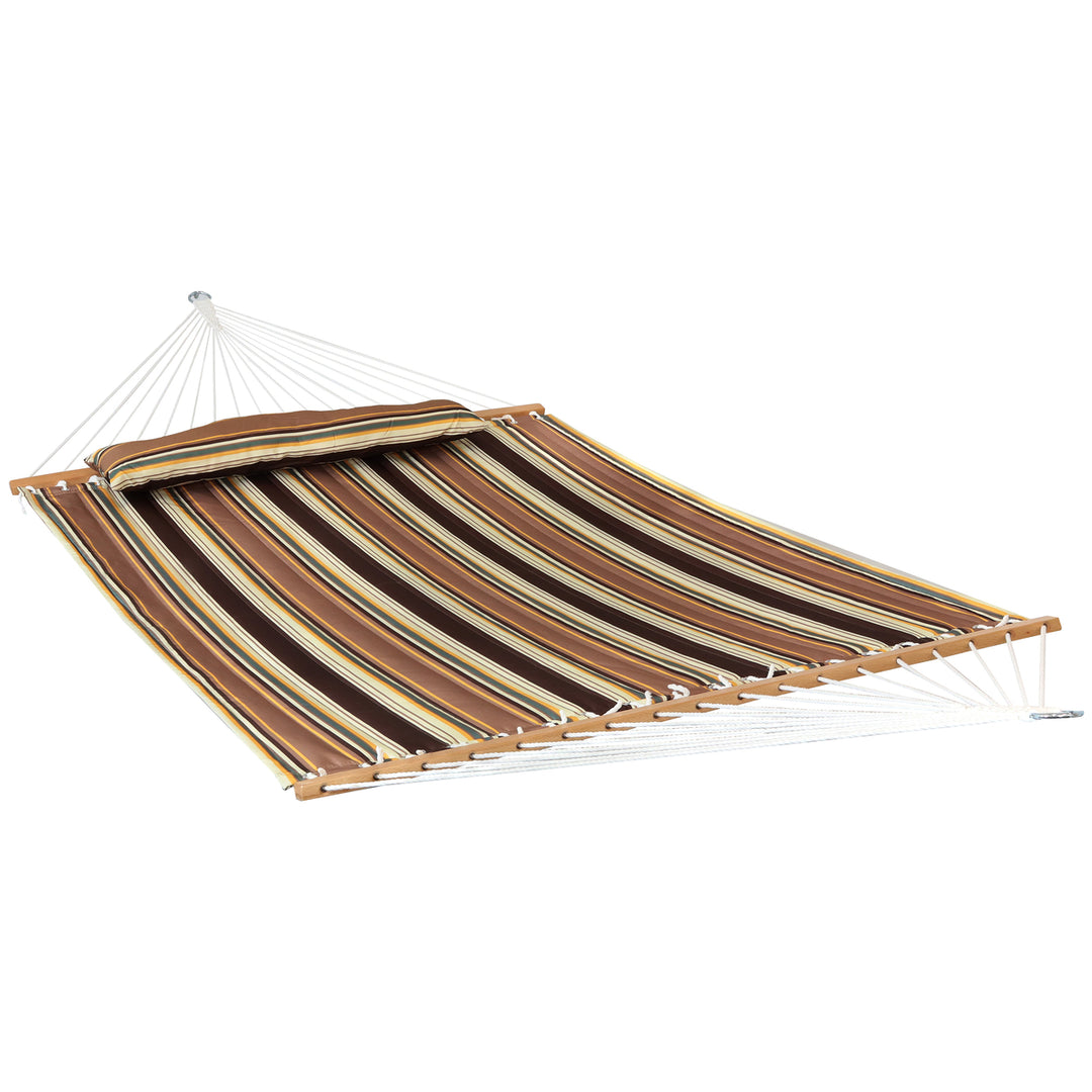 Sunnydaze 2-Person Quilted Fabric Hammock with 15 Stand - Sandy Beach Image 5