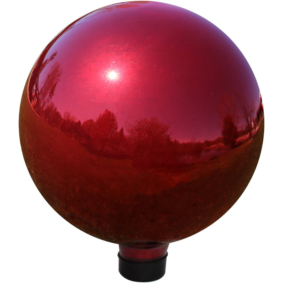 Sunnydaze Mirrored Glass Gazing Globe - 10 in - Red Image 1