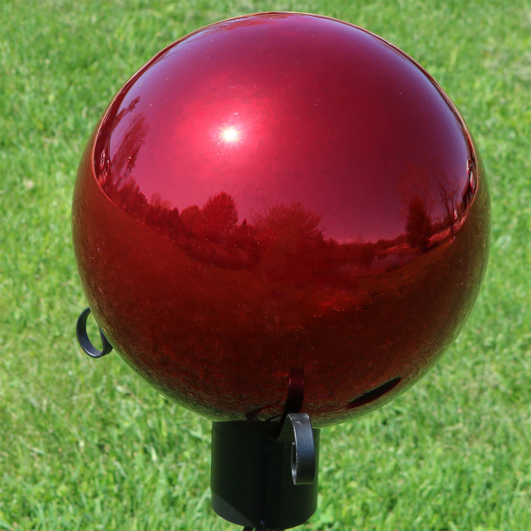 Sunnydaze Mirrored Glass Gazing Globe - 10 in - Red Image 4