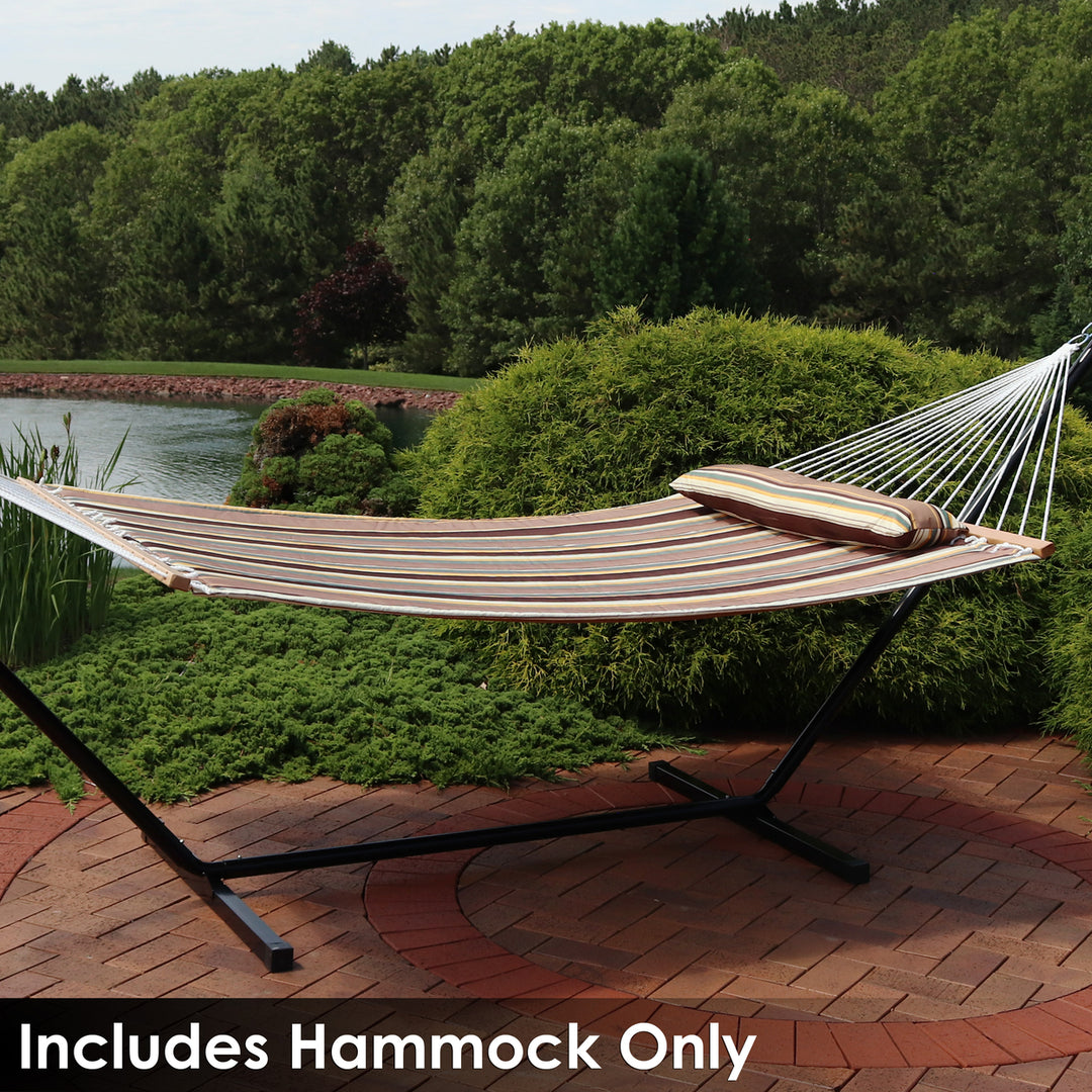 Sunnydaze 2-Person Quilted Fabric Hammock with Spreader Bars - Sandy Beach Image 6