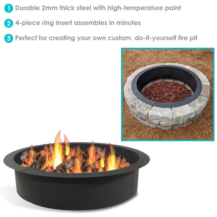 Sunnydaze 36 in Heavy-Duty Steel Above/In-Ground Fire Pit Ring Insert Image 2