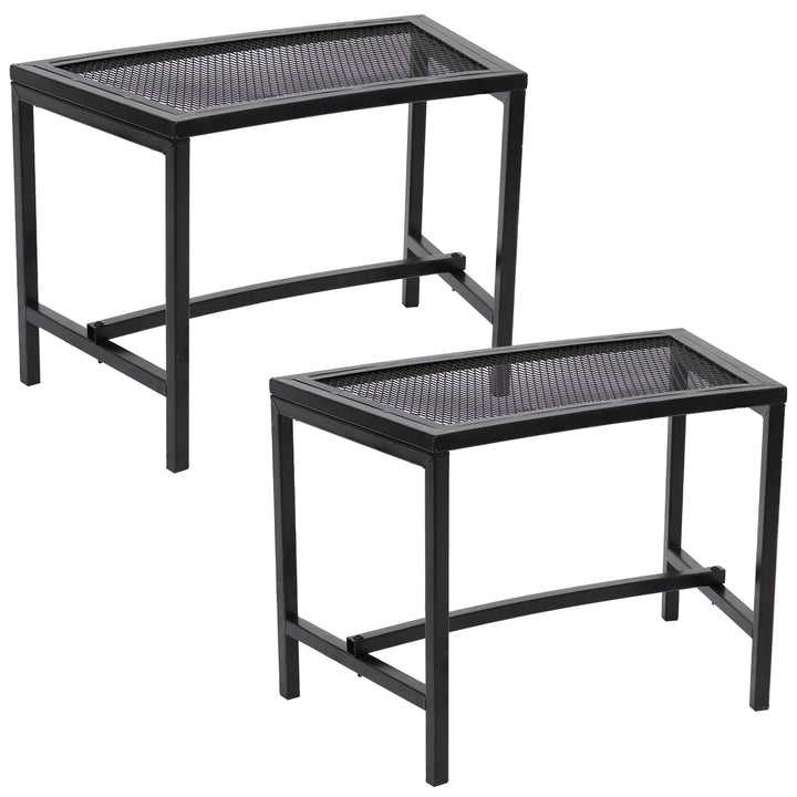 Sunnydaze Mesh Metal Patio Curved Fire Pit Bench - Black - Set of 2 Image 1