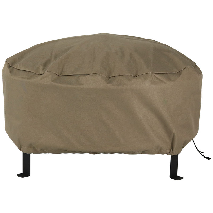 Sunnydaze 80 in Heavy-Duty Polyester Round Outdoor Fire Pit Cover - Khaki Image 1