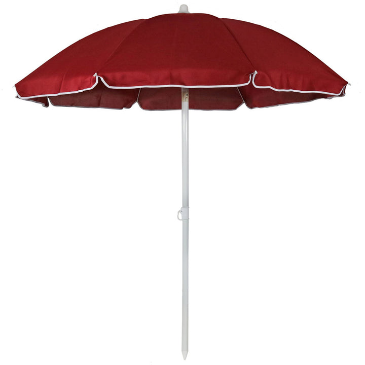 Sunnydaze 5 ft Steel Beach Umbrella with Tilt - Red Image 1