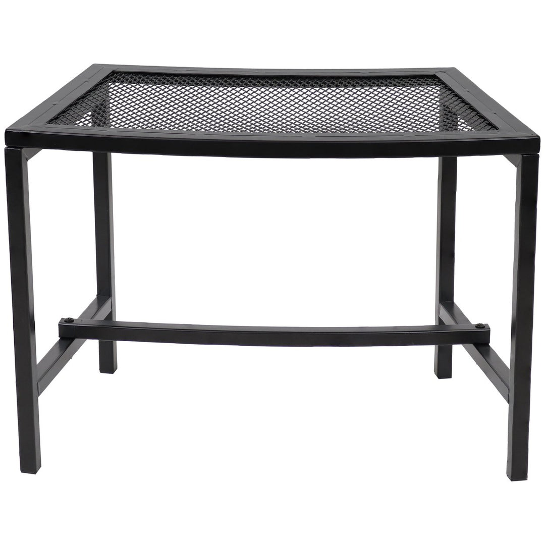 Sunnydaze Mesh Metal Patio Curved Fire Pit Bench - Black - Set of 2 Image 8