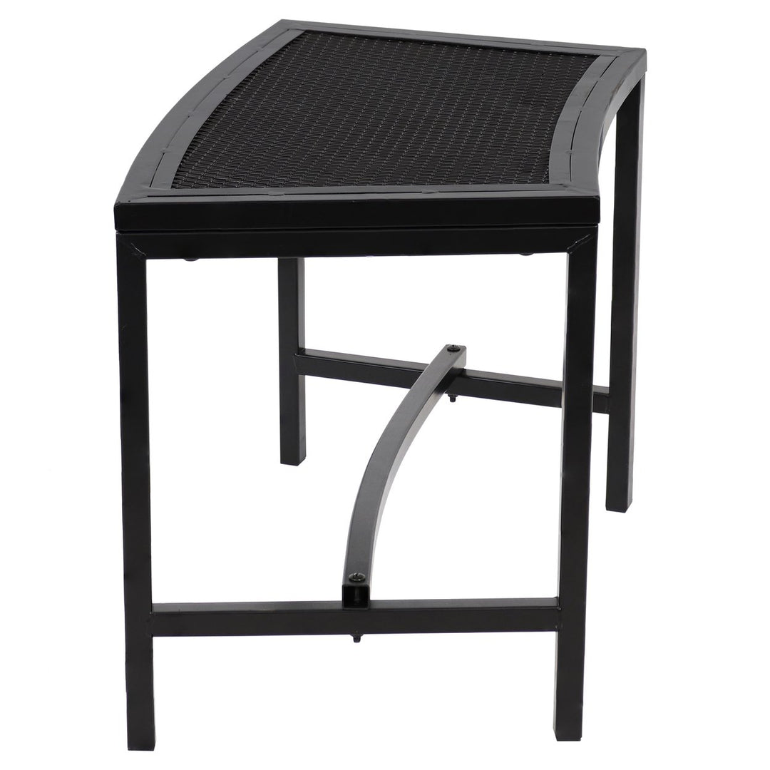 Sunnydaze Mesh Metal Patio Curved Fire Pit Bench - Black - Set of 2 Image 11