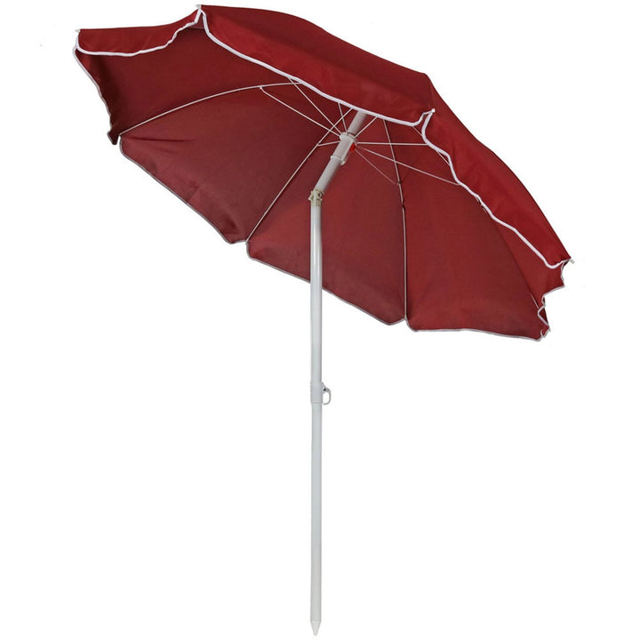 Sunnydaze 5 ft Steel Beach Umbrella with Tilt - Red Image 9