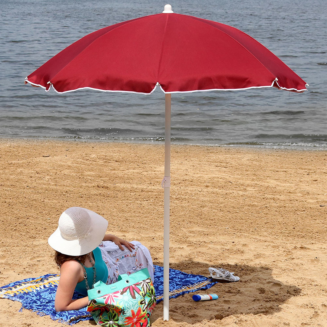 Sunnydaze 5 ft Steel Beach Umbrella with Tilt - Red Image 12