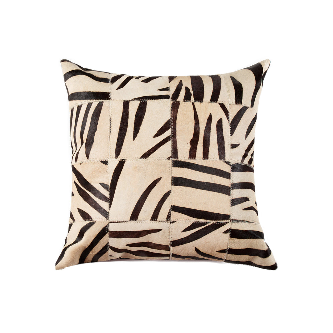 Natural Torino Cowhide Pillow 18x18 Tan Patchwork Decorative Accent Image 5