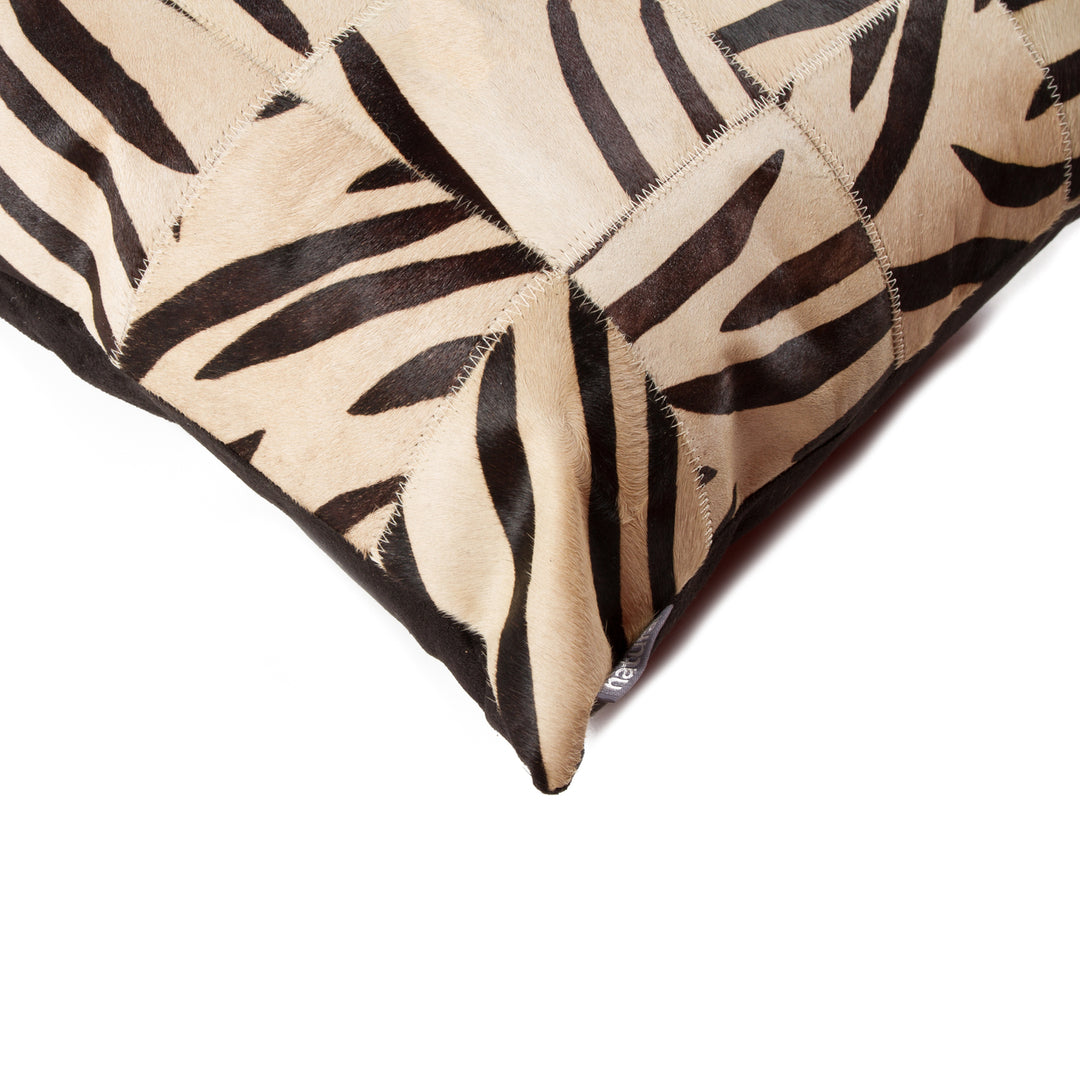 Natural Torino Cowhide Pillow 18x18 Tan Patchwork Decorative Accent Image 6