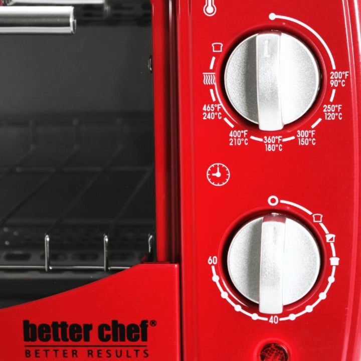 Better Chef Toaster Oven Broiler 9L Slide-Out Rack Bake Tray IM-256B Red Image 12