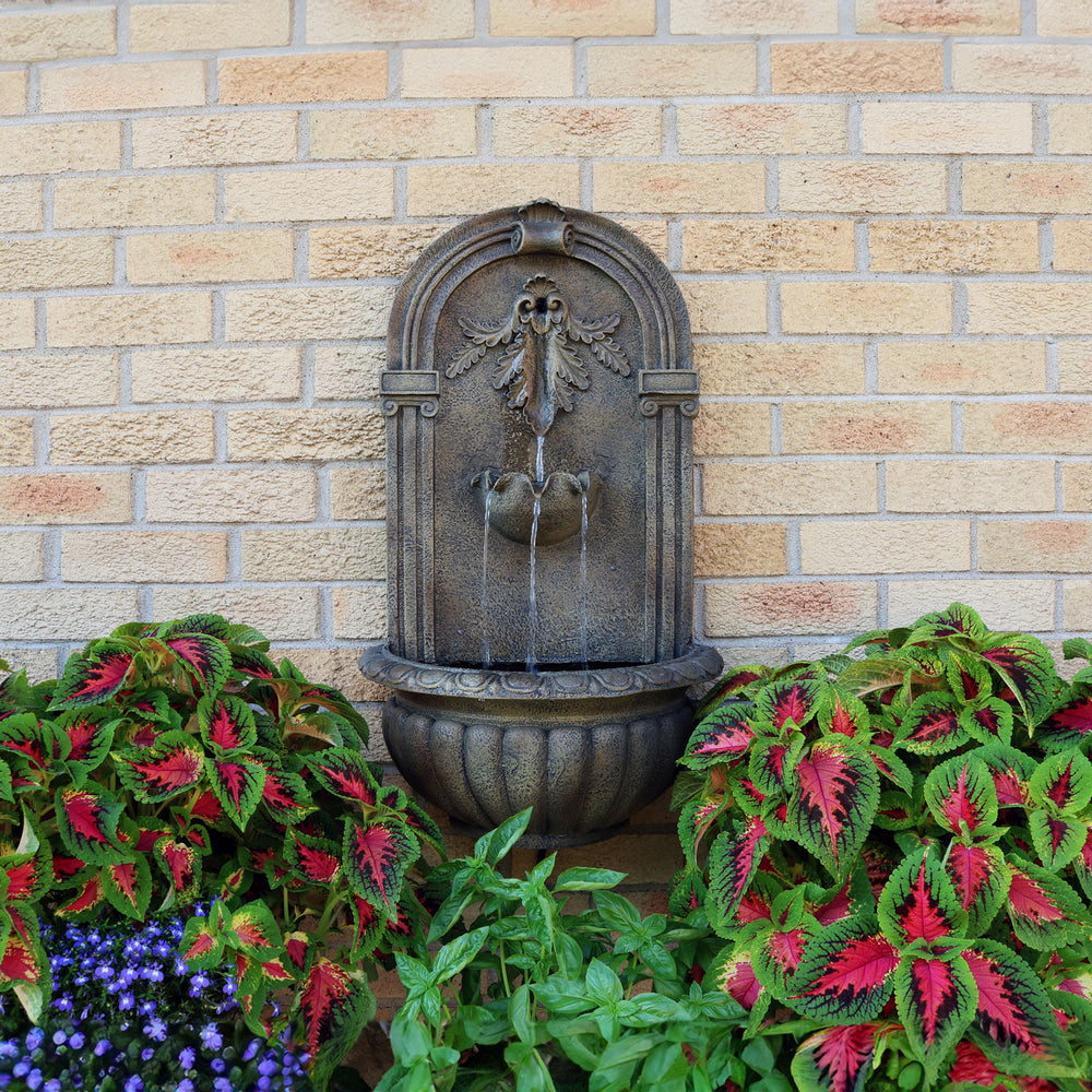 Sunnydaze Florence Polystone Outdoor Wall Fountain - Florentine Stone Image 2