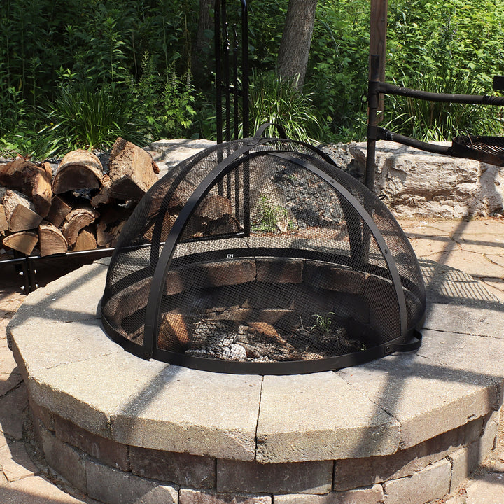 Sunnydaze 40 in Easy Access Steel Fire Pit Spark Screen Image 4