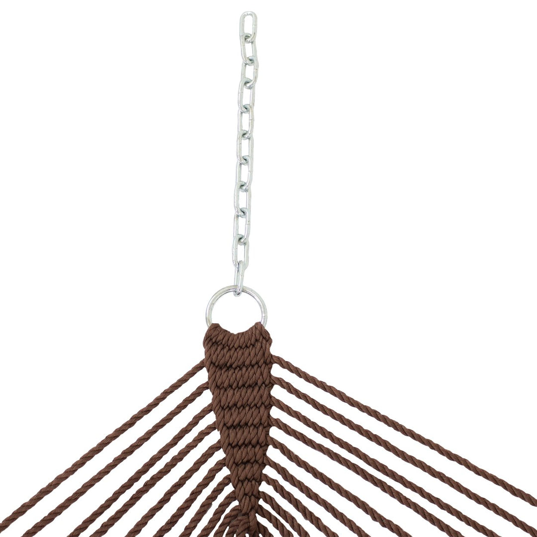 Sunnydaze 2-Person Polyester Rope Hammock with Steel Stand - Mocha Image 6