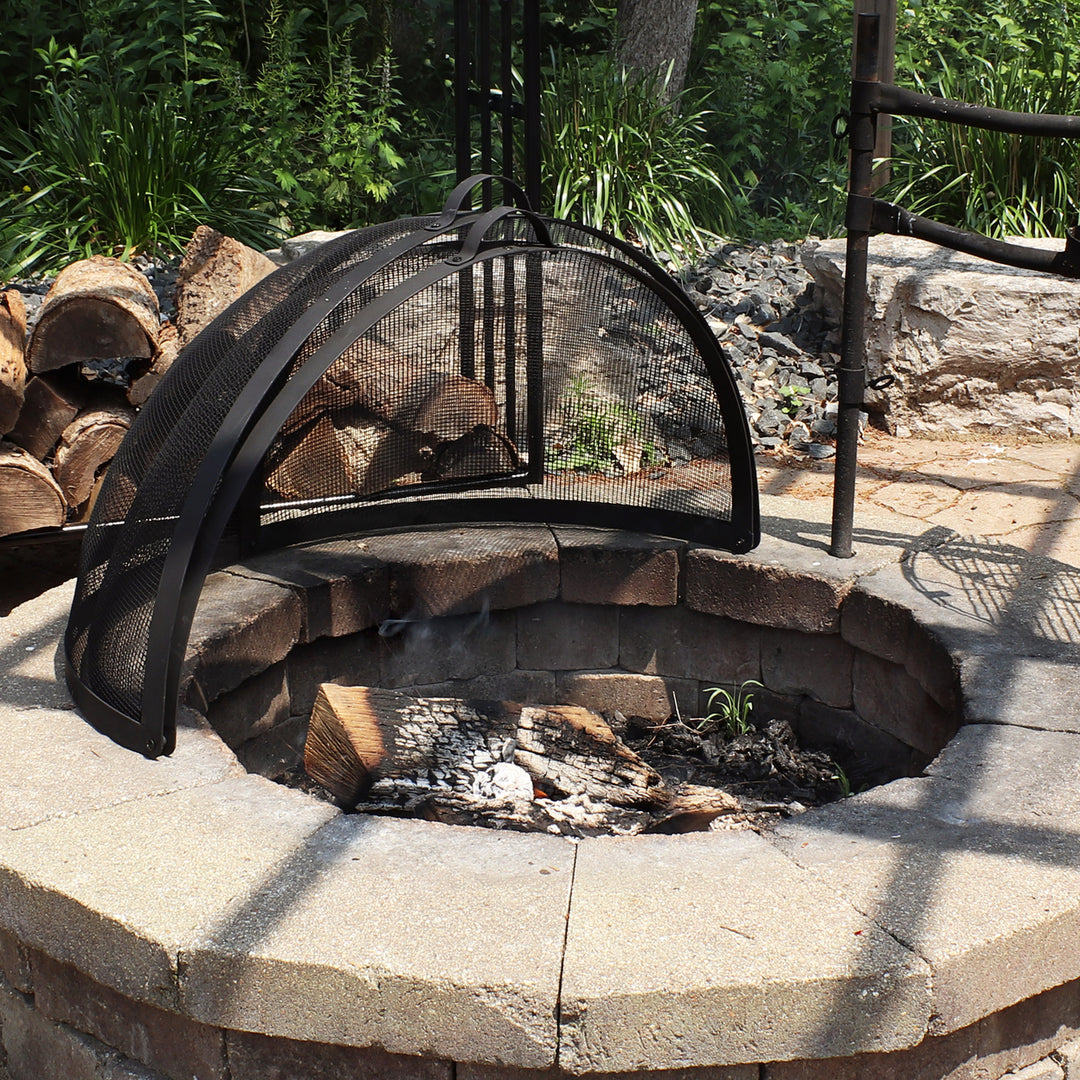 Sunnydaze 40 in Easy Access Steel Fire Pit Spark Screen Image 7