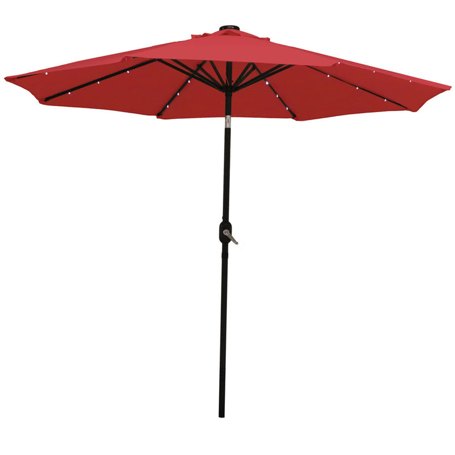 Sunnydaze 9 ft Solar Aluminum Patio Umbrella with Tilt and Crank - Red Image 1