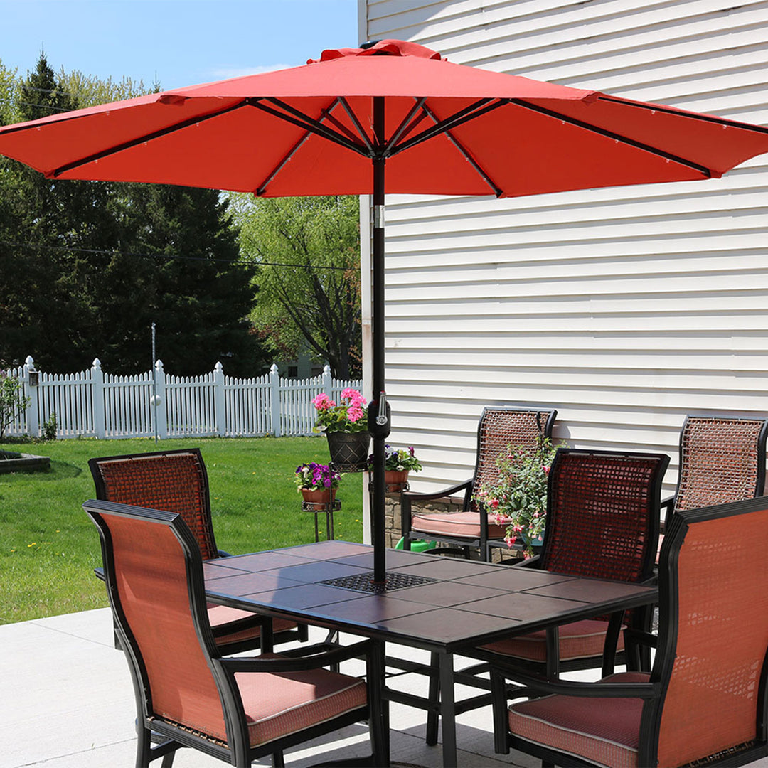 Sunnydaze 9 ft Solar Aluminum Patio Umbrella with Tilt and Crank - Orange Image 5