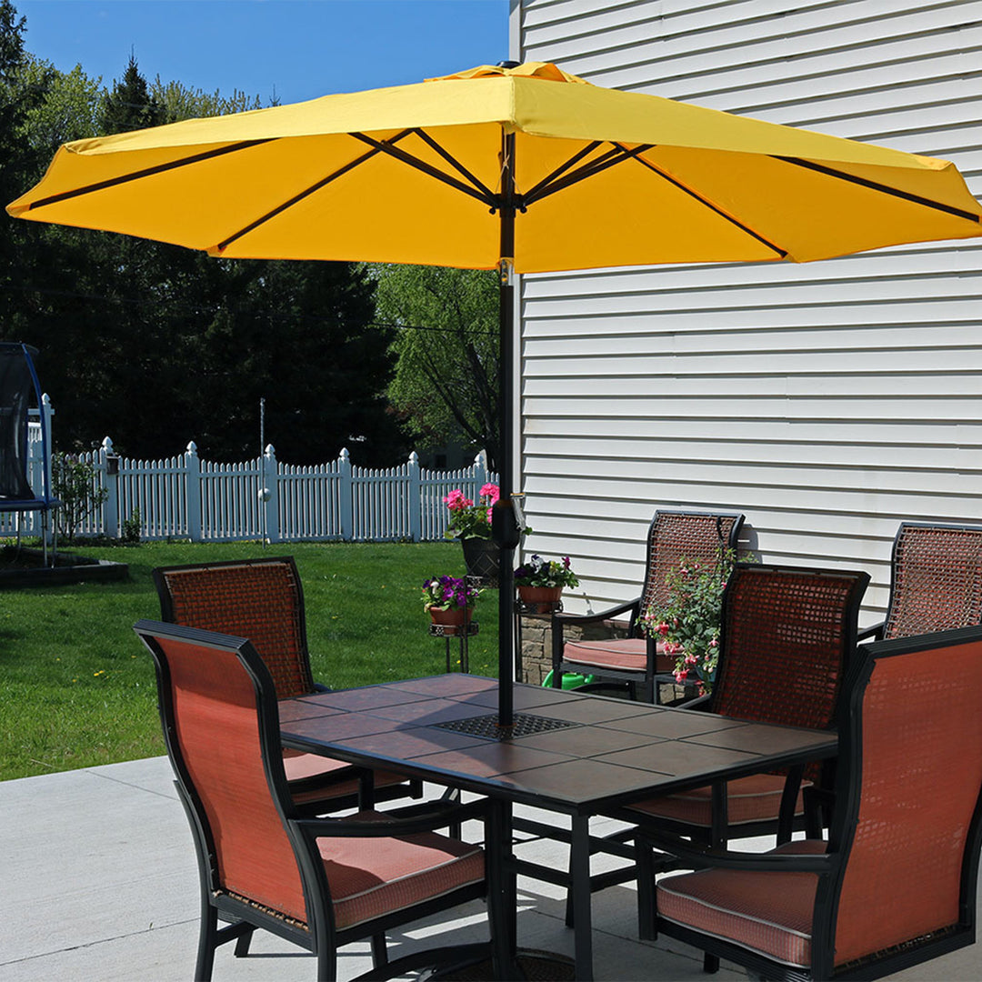 Sunnydaze 9 ft Aluminum Patio Umbrella with Tilt and Crank - Gold Image 6