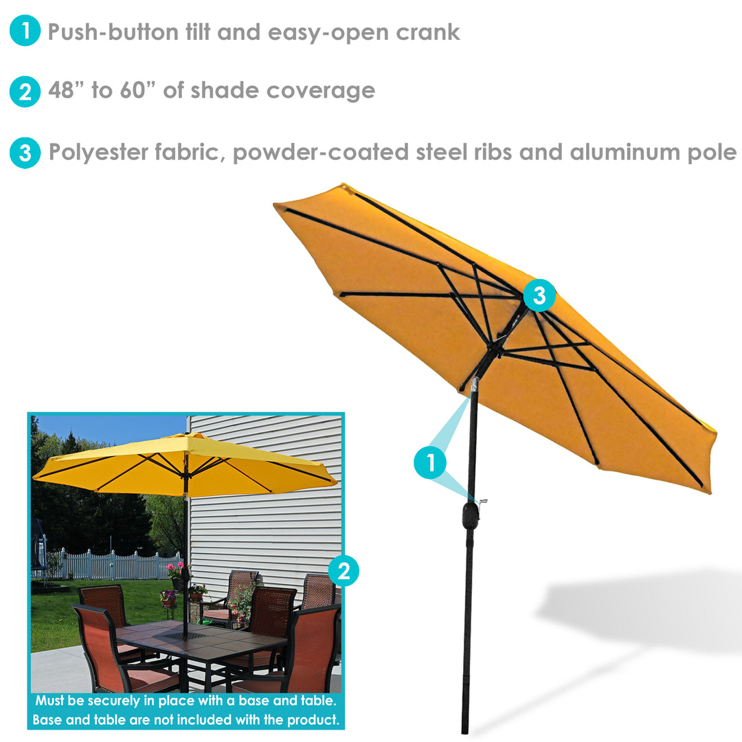 Sunnydaze 9 ft Aluminum Patio Umbrella with Tilt and Crank - Gold Image 2