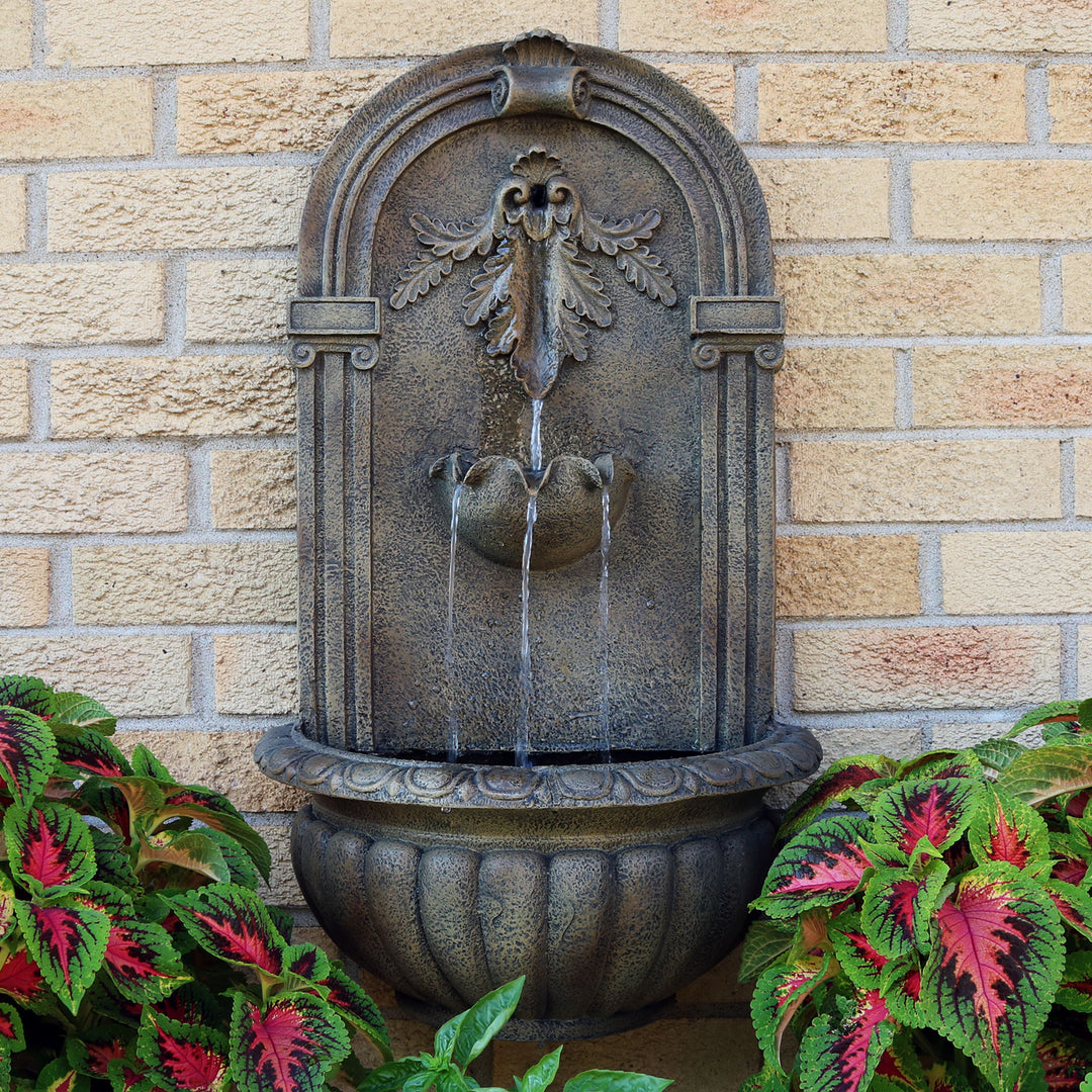 Sunnydaze Florence Outdoor Solar Wall Fountain with Battery - Florentine Image 3