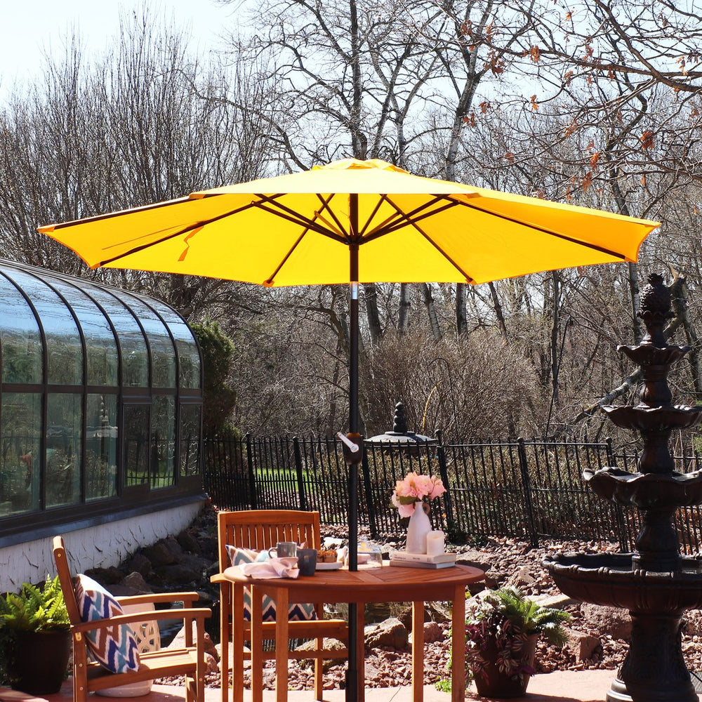 Sunnydaze 9 ft Aluminum Patio Umbrella with Tilt and Crank - Gold Image 2