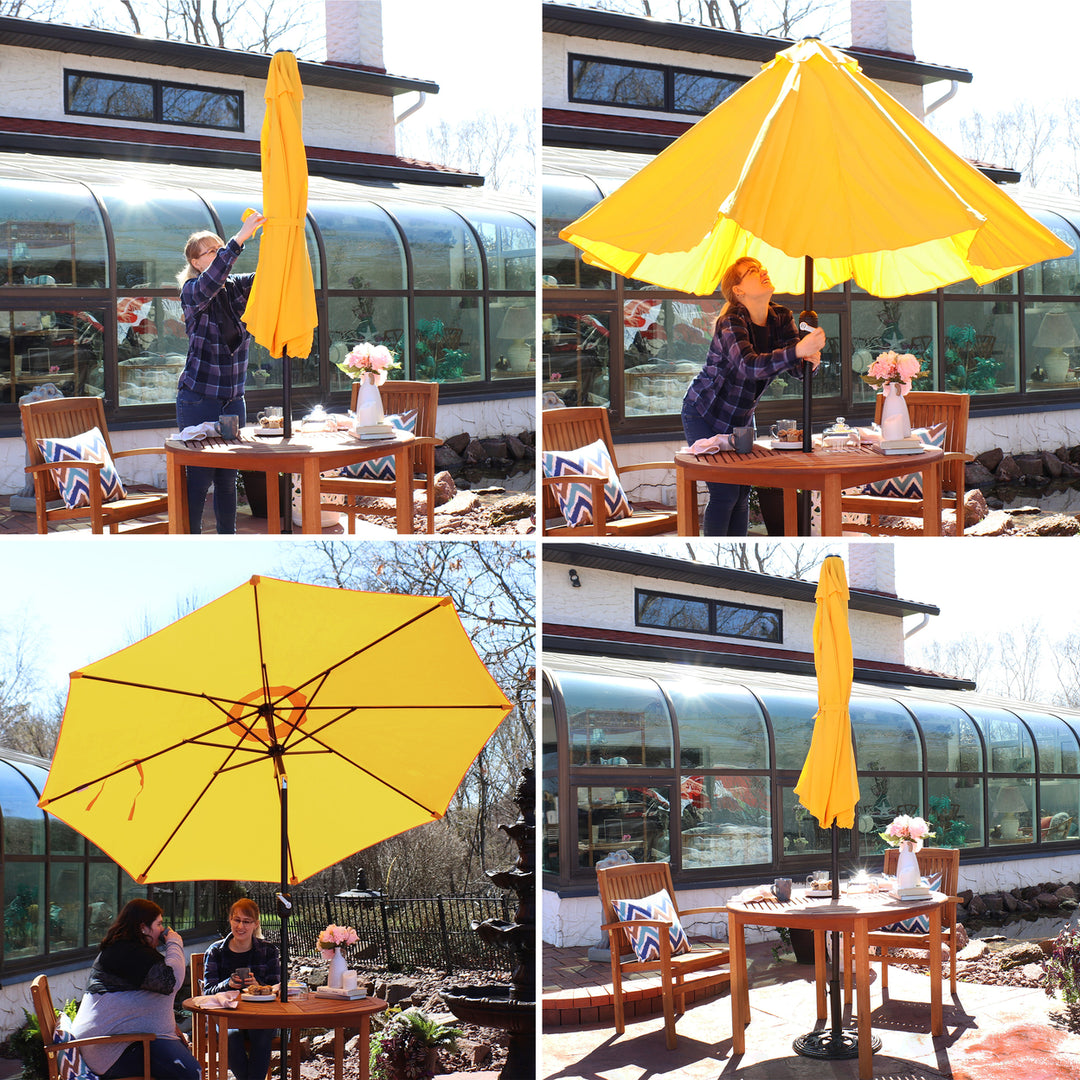 Sunnydaze 9 ft Aluminum Patio Umbrella with Tilt and Crank - Gold Image 7