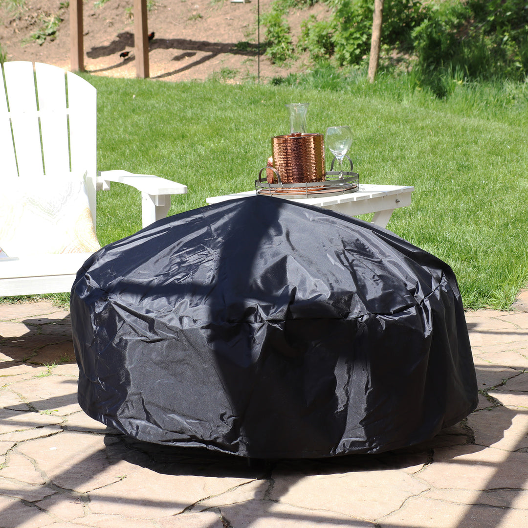 Sunnydaze 80 in Heavy-Duty PVC Round Outdoor Fire Pit Cover - Black Image 4