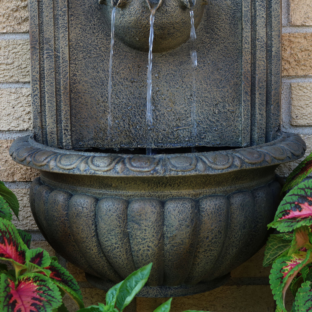 Sunnydaze Florence Outdoor Solar Wall Fountain with Battery - Florentine Image 7