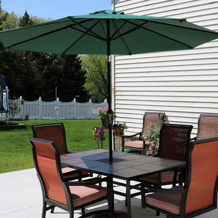 Sunnydaze 9 ft Aluminum Patio Umbrella with Tilt and Crank - Green Image 5