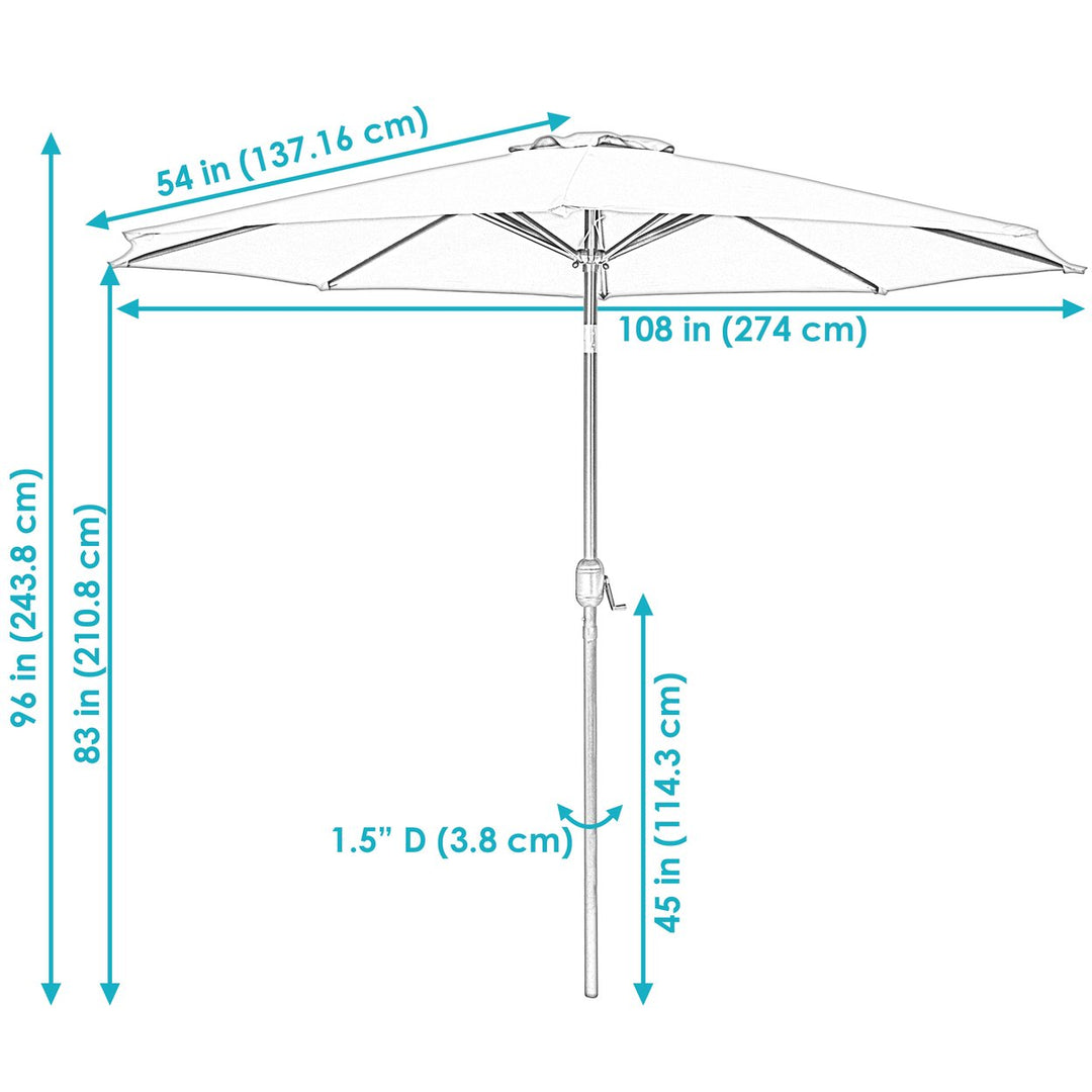 Sunnydaze 9 ft Aluminum Patio Umbrella with Tilt and Crank - Green Image 3