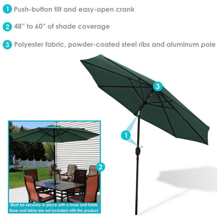 Sunnydaze 9 ft Aluminum Patio Umbrella with Tilt and Crank - Green Image 2