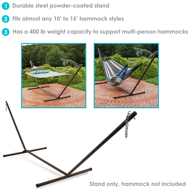 Sunnydaze Powder-Coated Steel Beam Hammock Stand - Bronze - 15 ft Image 2