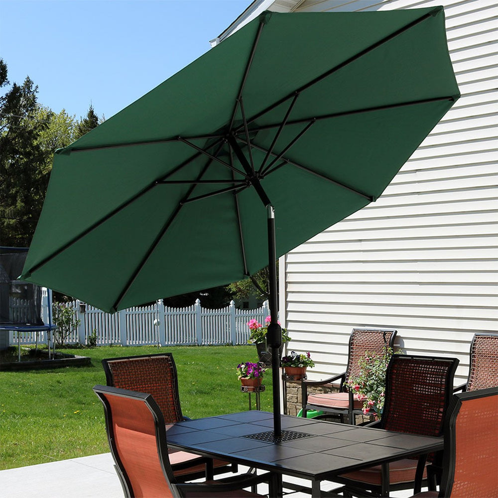 Sunnydaze 9 ft Aluminum Patio Umbrella with Tilt and Crank - Green Image 2