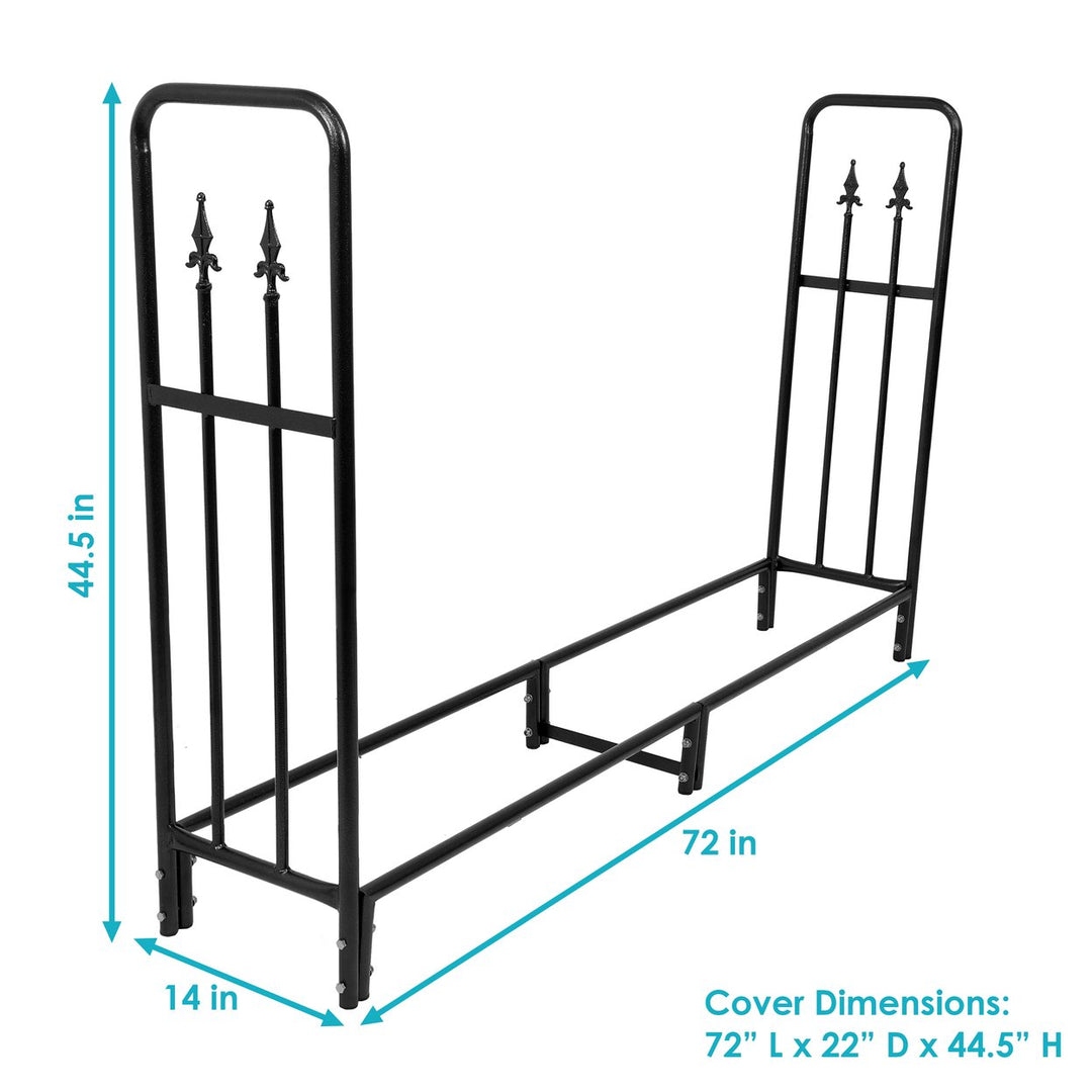 Sunnydaze 6 ft Powder-Coated Steel Firewood Log Rack with Black Cover Image 3