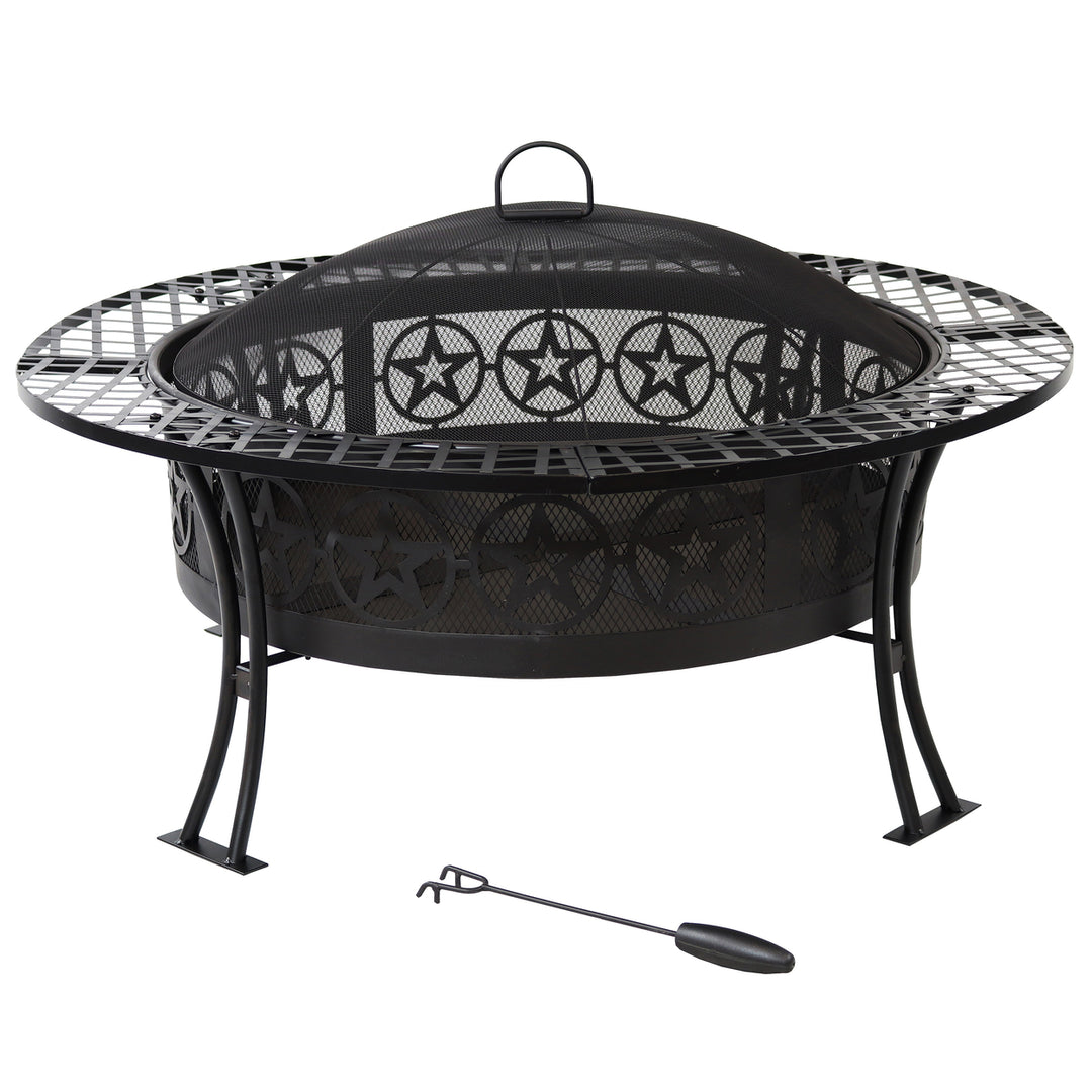 Sunnydaze 40 in Four Star Steel Fire Pit with Spark Screen and Poker Image 5