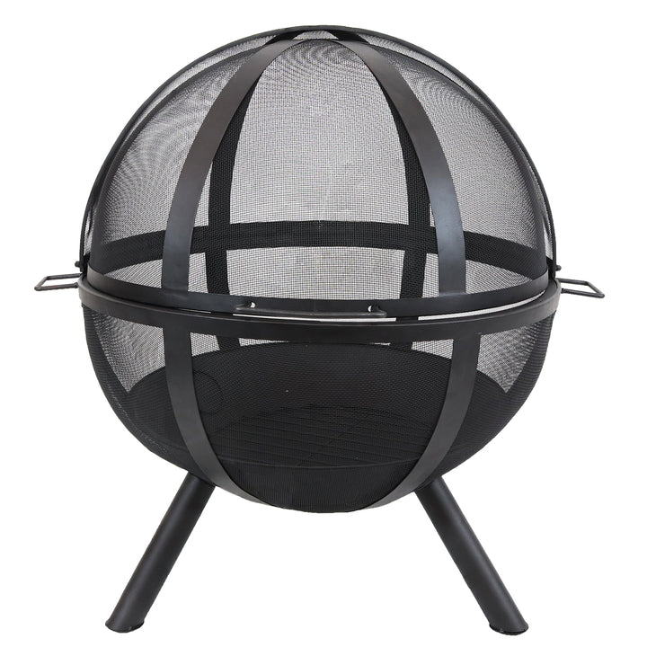 Sunnydaze Flaming Ball Wood-Burning Fire Pit with Poker - 30 in - Black Image 8