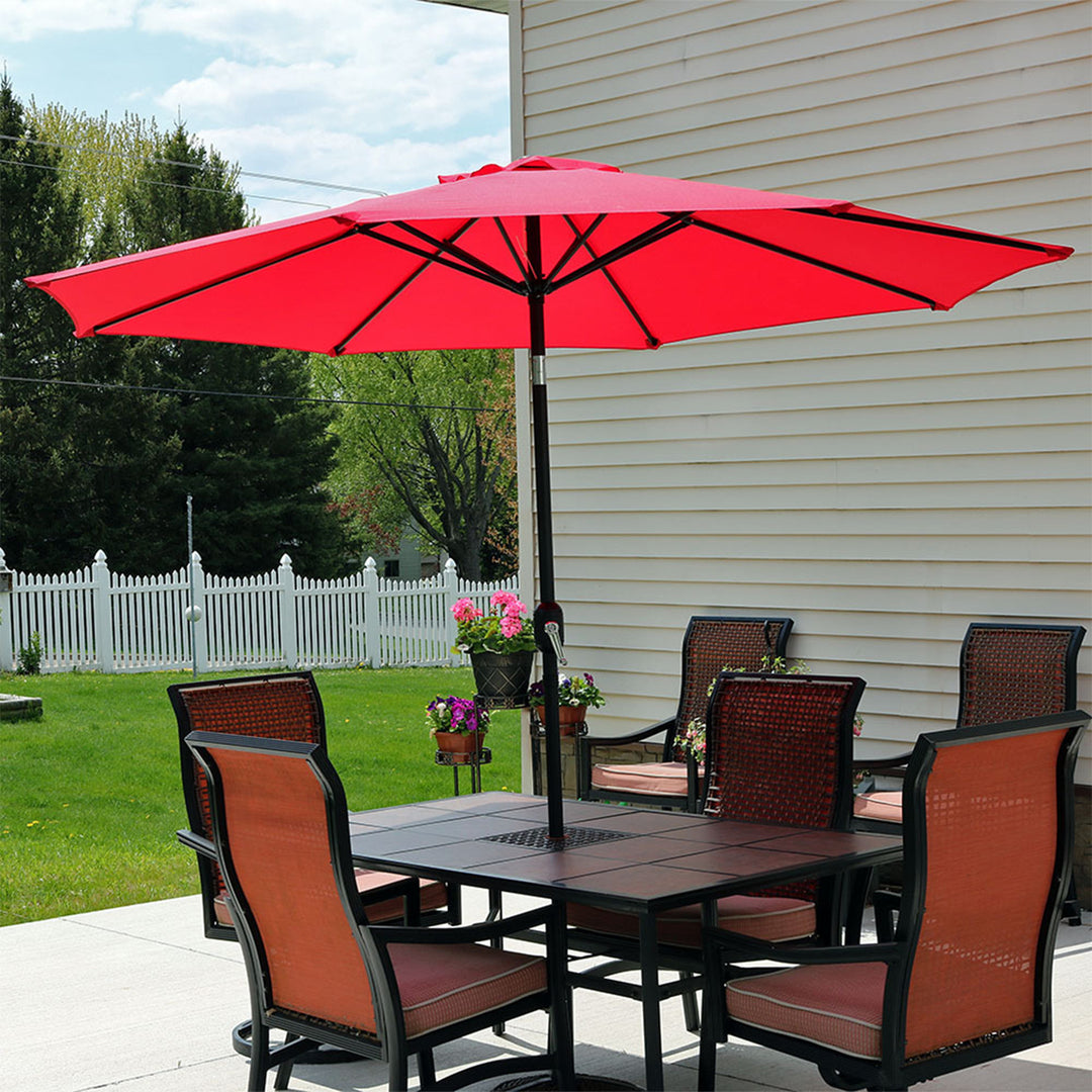 Sunnydaze 9 ft Aluminum Patio Umbrella with Tilt and Crank - Red Image 2