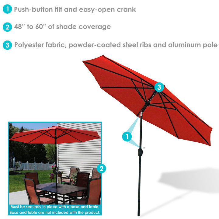 Sunnydaze 9 ft Aluminum Patio Umbrella with Tilt and Crank - Burnt Orange Image 2