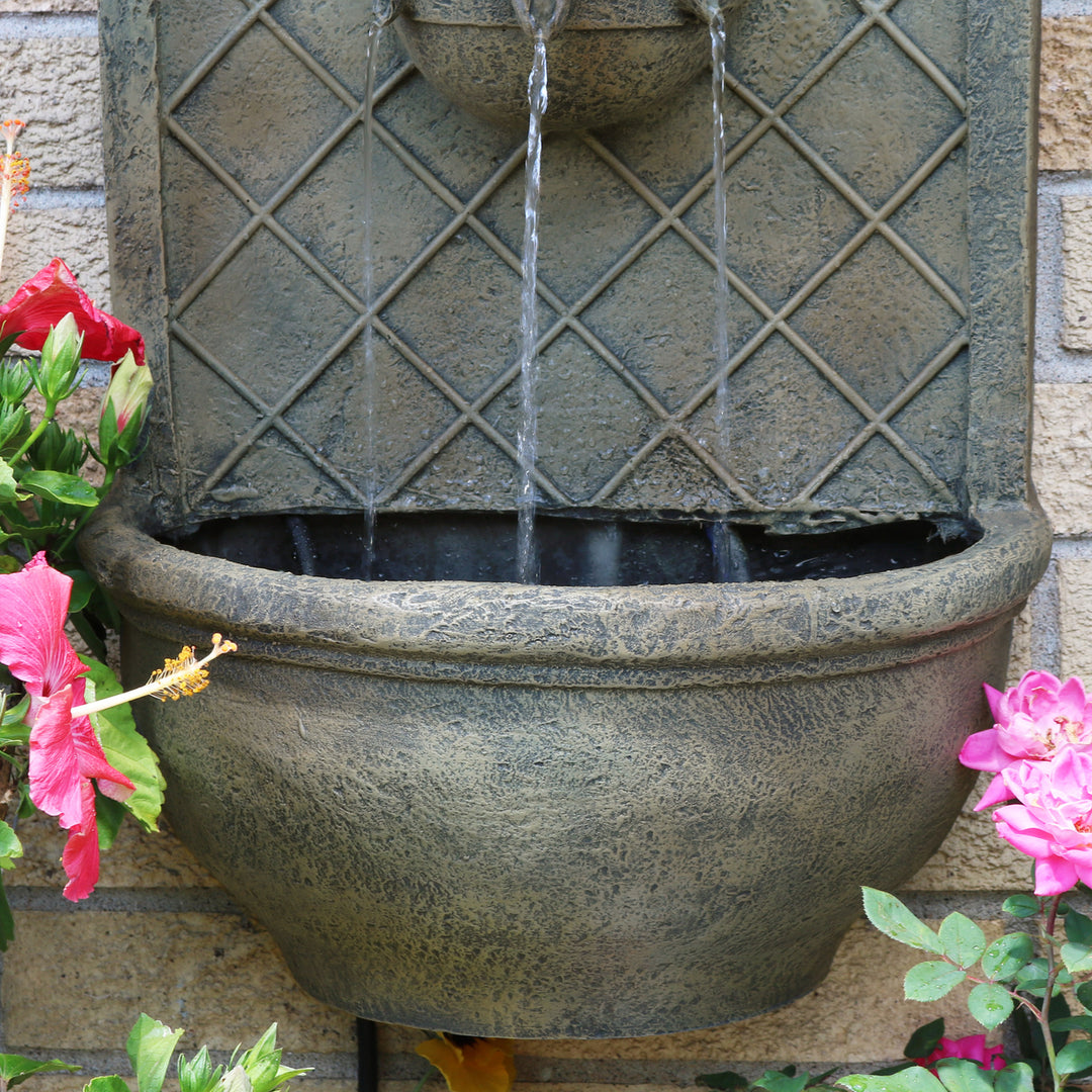 Sunnydaze Messina Outdoor Solar Wall Fountain with Battery - Florentine Image 8