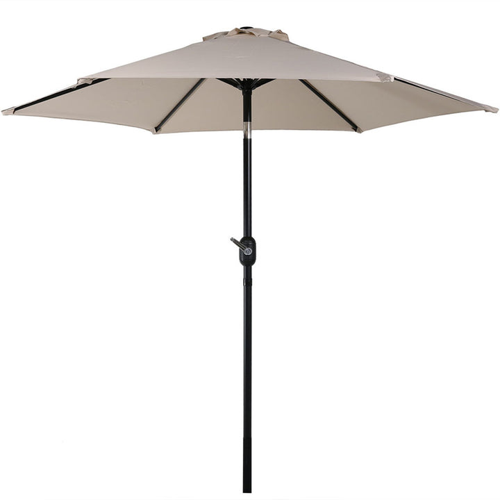 Sunnydaze 7.5 ft Aluminum Patio Umbrella with Tilt and Crank - Beige Image 1