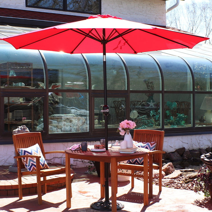 Sunnydaze 9 ft Aluminum Patio Umbrella with Tilt and Crank - Red Image 11