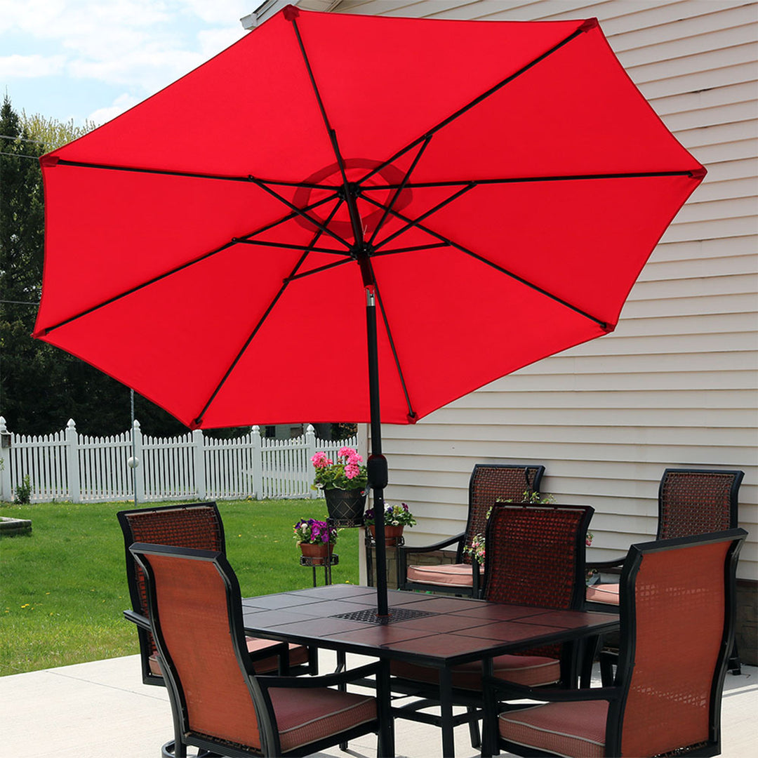 Sunnydaze 9 ft Aluminum Patio Umbrella with Tilt and Crank - Red Image 12