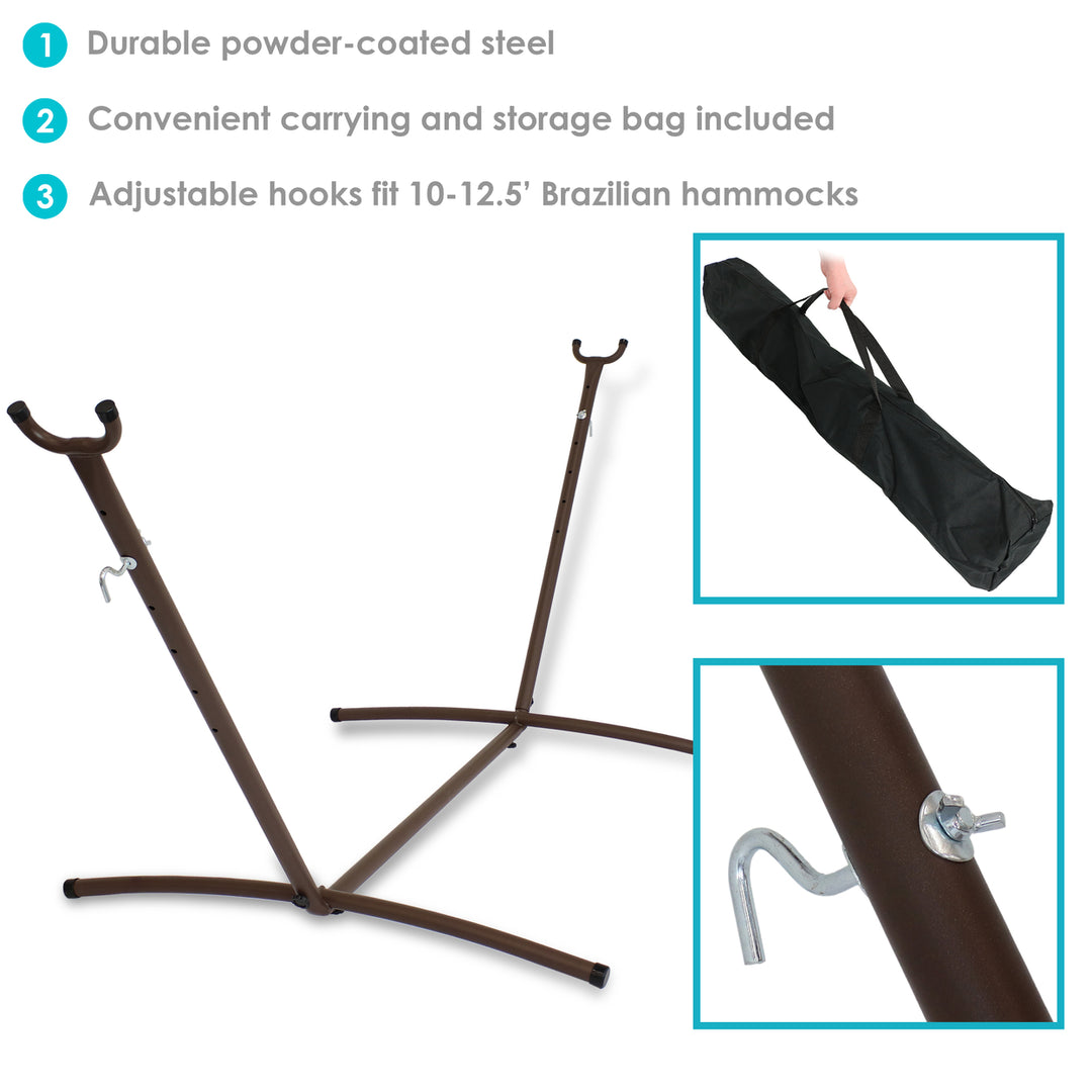 Sunnydaze Steel Hammock Stand with Carrying Case - Bronze - 100 in Image 2