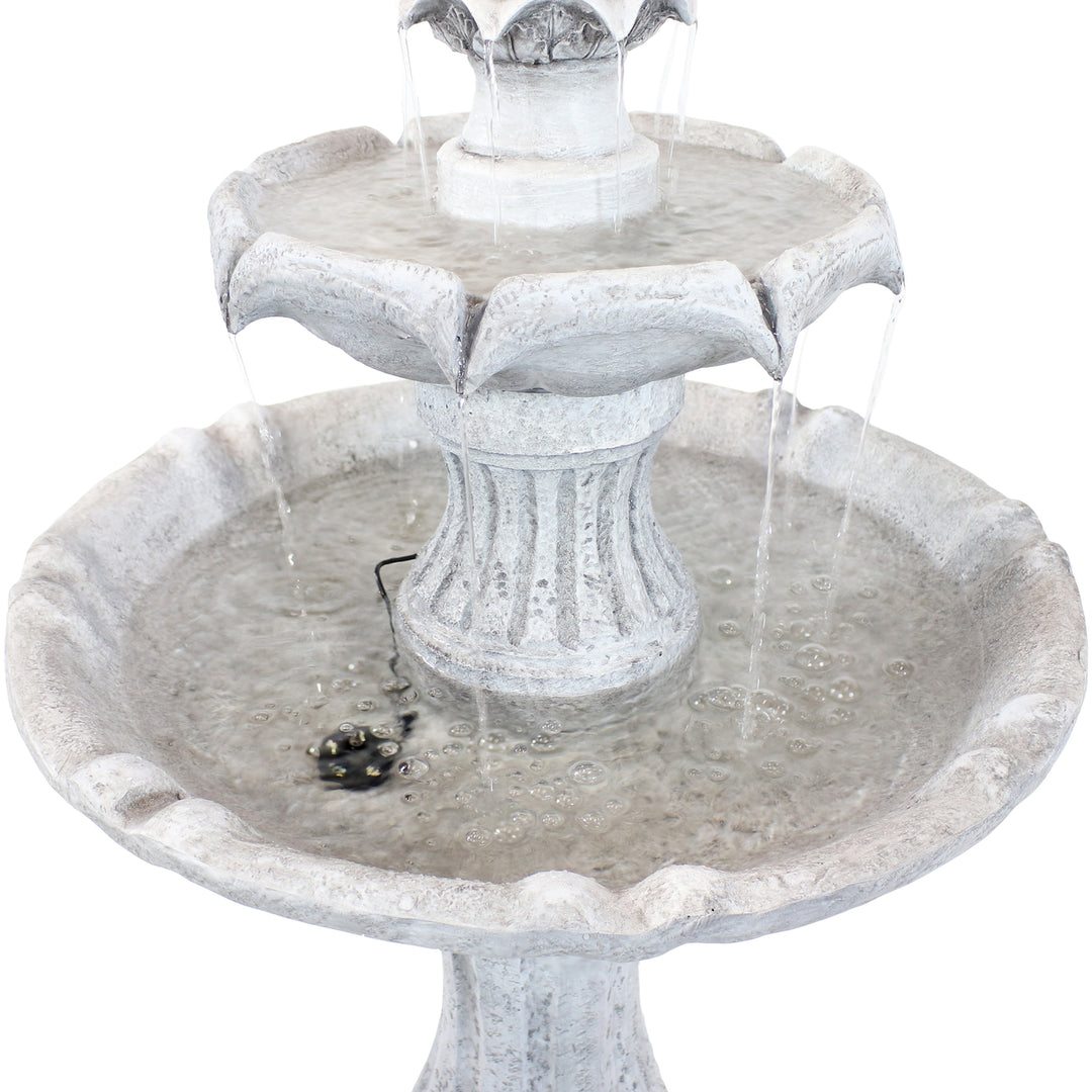 Sunnydaze Arcade Resin Outdoor 2-Tier Solar Fountain with Battery - White Image 8