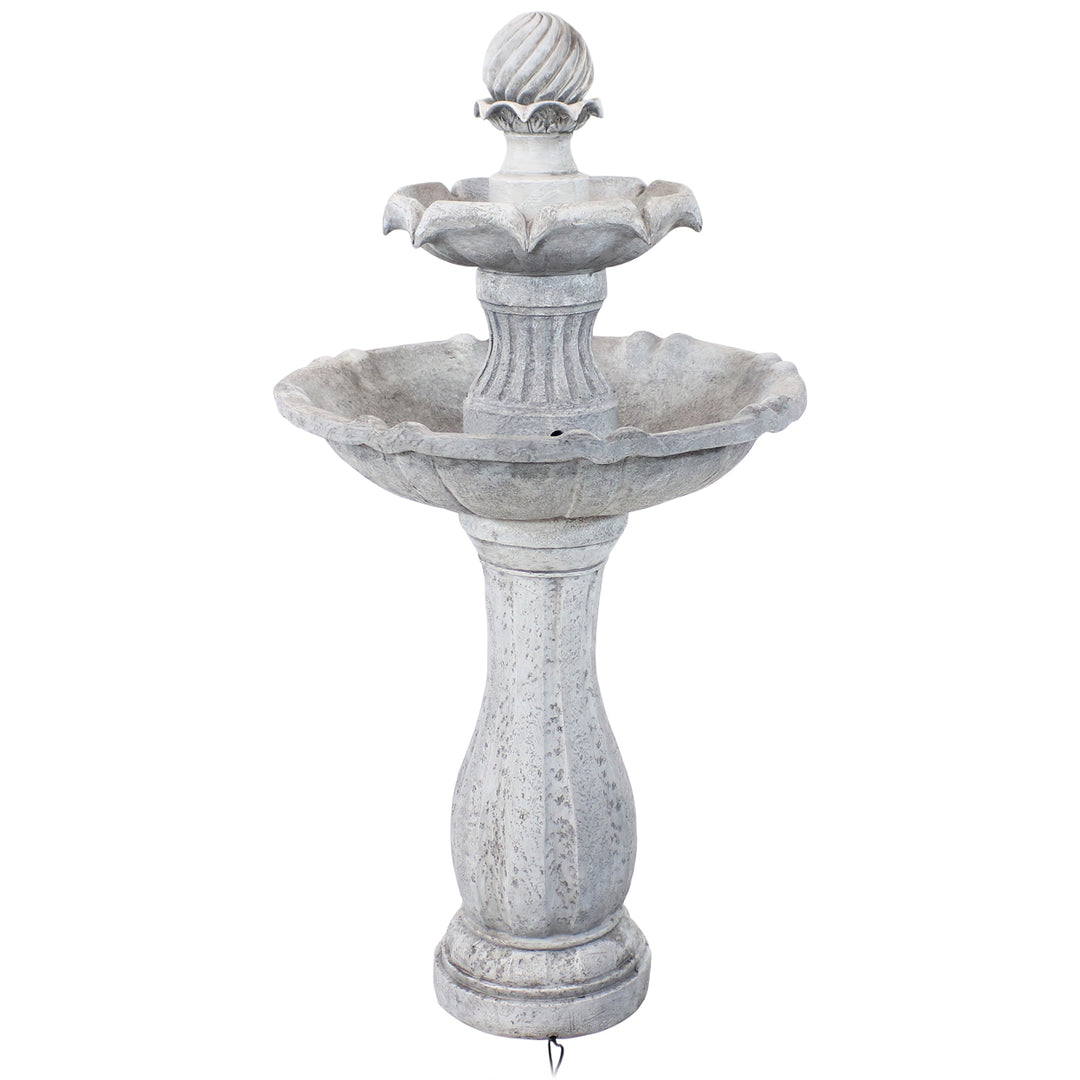 Sunnydaze Arcade Resin Outdoor 2-Tier Solar Fountain with Battery - White Image 7