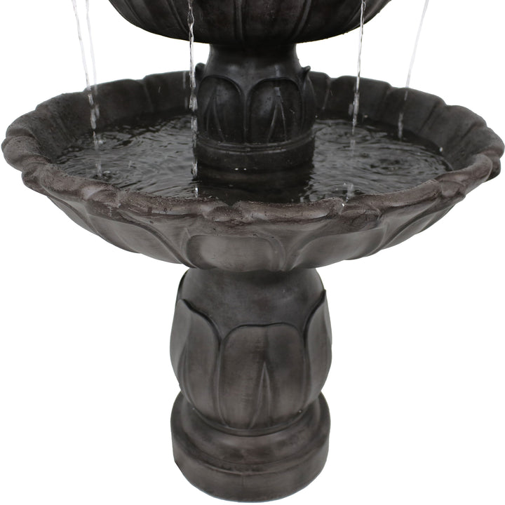 Sunnydaze Classic Tulip Polystone Outdoor 3-Tier Fountain - Dark Brown Image 9