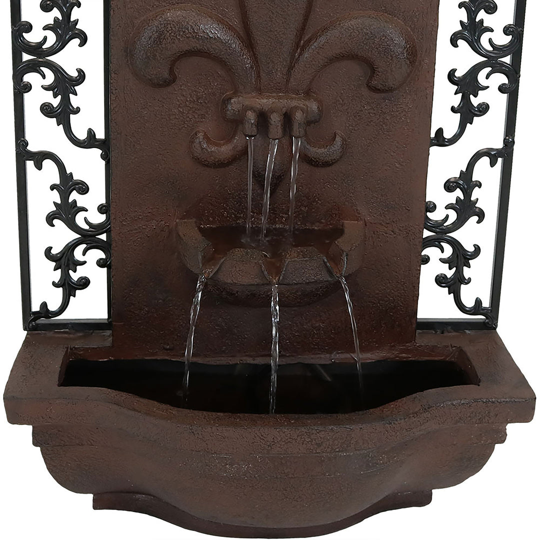 Sunnydaze French Lily Polystone Outdoor Solar Wall Fountain - Iron Image 6