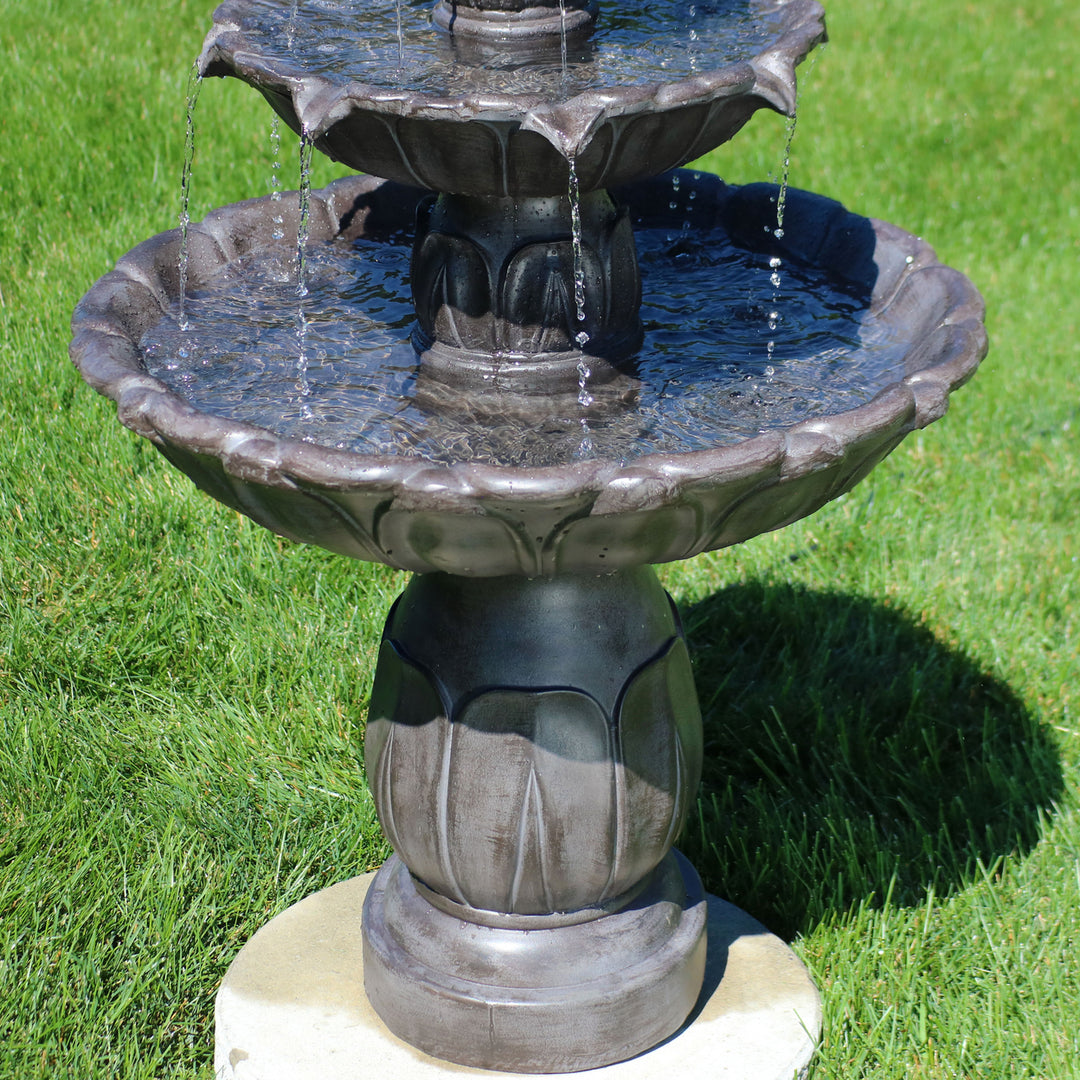 Sunnydaze Classic Tulip Polystone Outdoor 3-Tier Fountain - Dark Brown Image 10