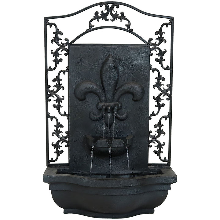 Sunnydaze French Lily Polystone Outdoor Solar Wall Fountain - Lead Image 1